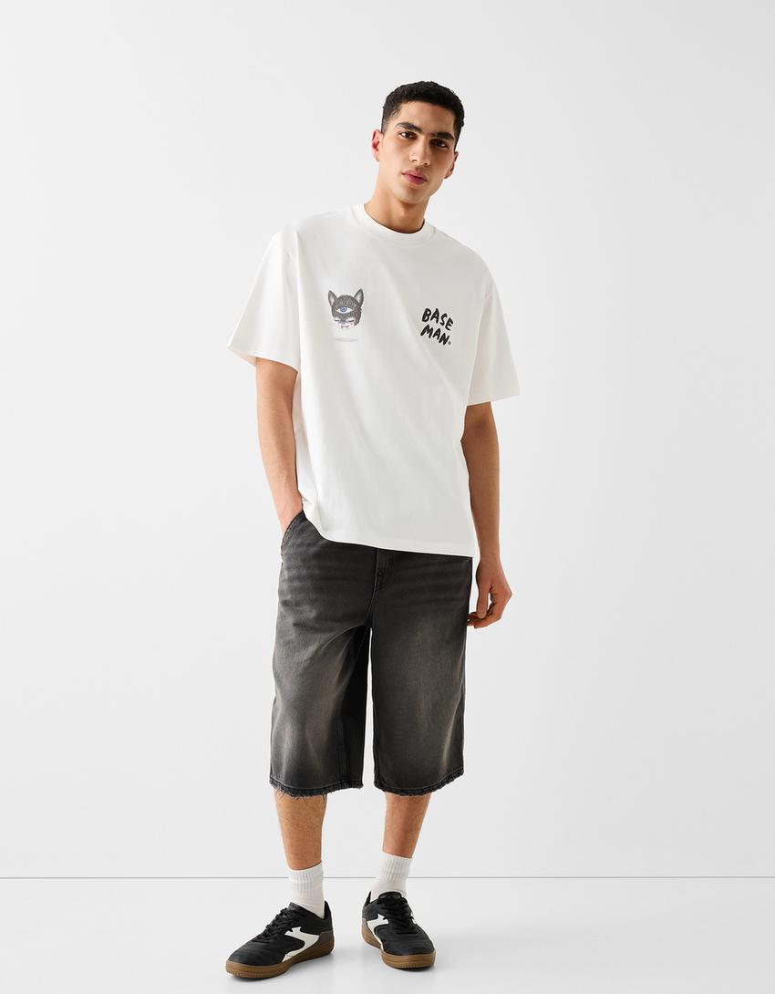 T-shirt Gary Baseman manches courtes boxy fit imprimé-Blanc-3