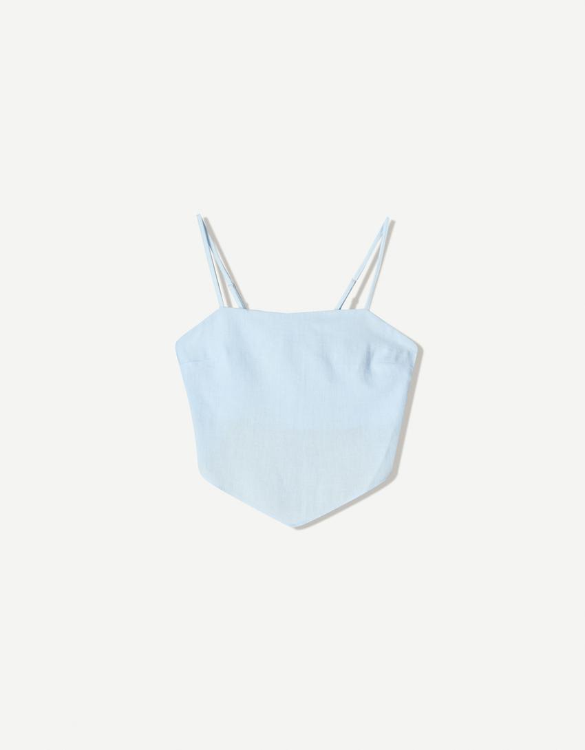 Bandeau-Top mit Trägern-Hellblau-3