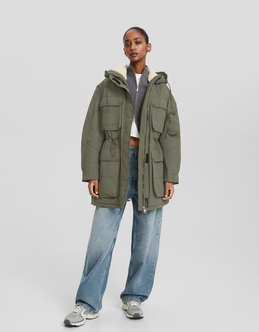 Parca llarga niló folre borreguet-Caqui-3