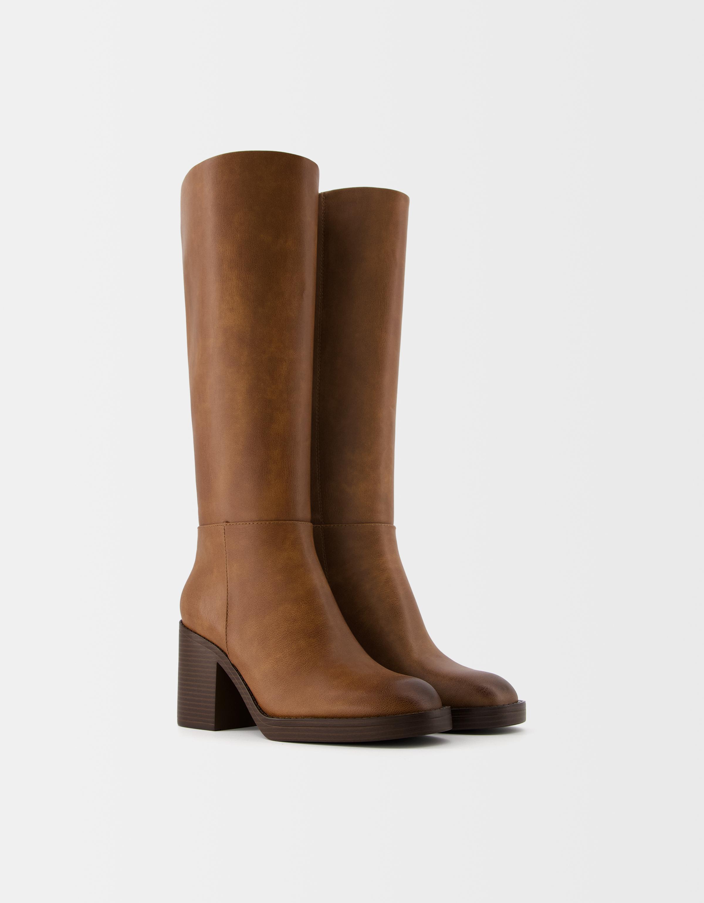 Bottes talon large Bottes et bottines Femme Bershka