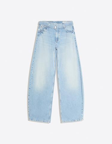 Wide-leg jeans with belt — Light blue 5