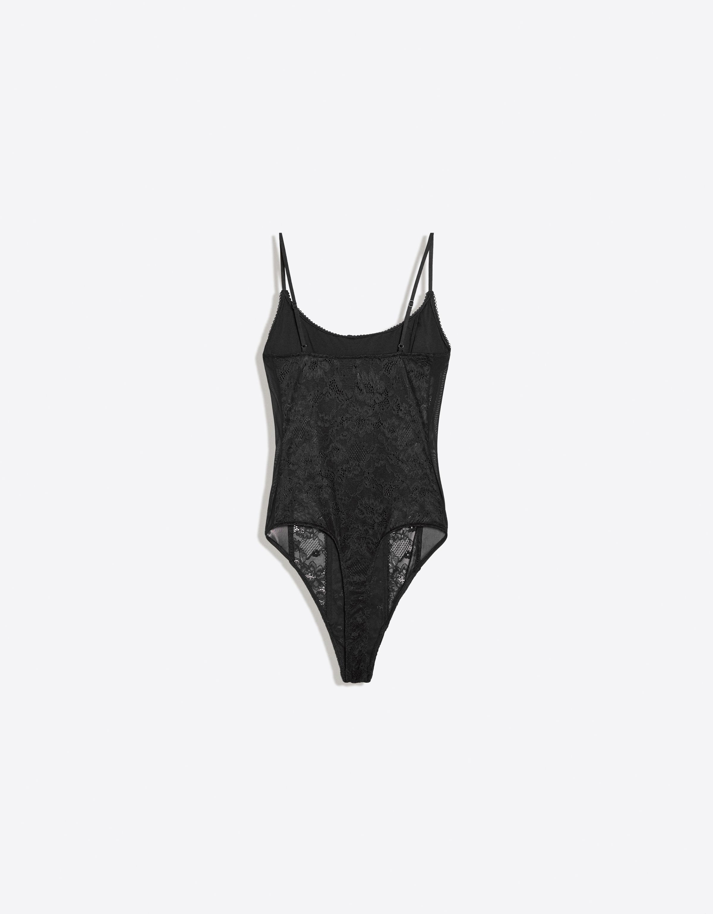 Strappy lace bodysuit — Black