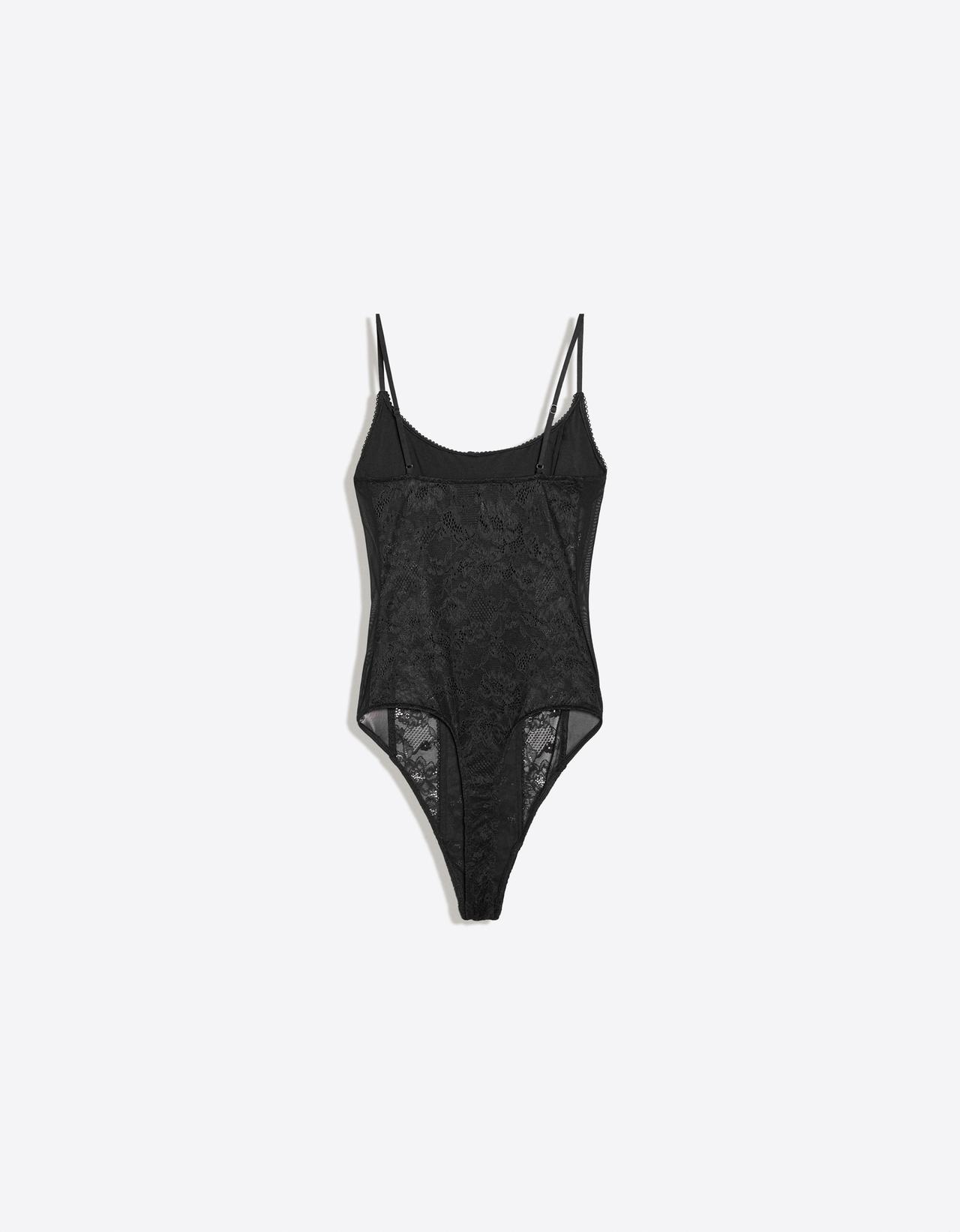 Strappy lace bodysuit — Black
