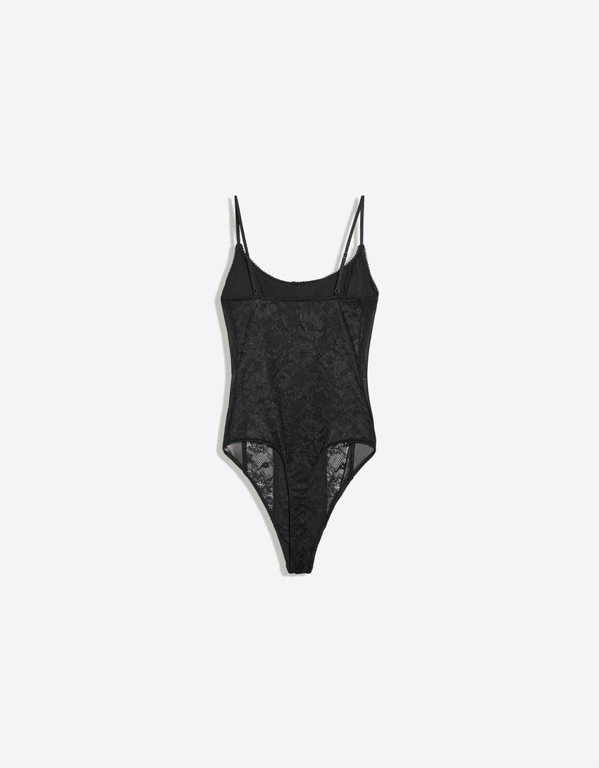 Body tirantes encaje-Negro