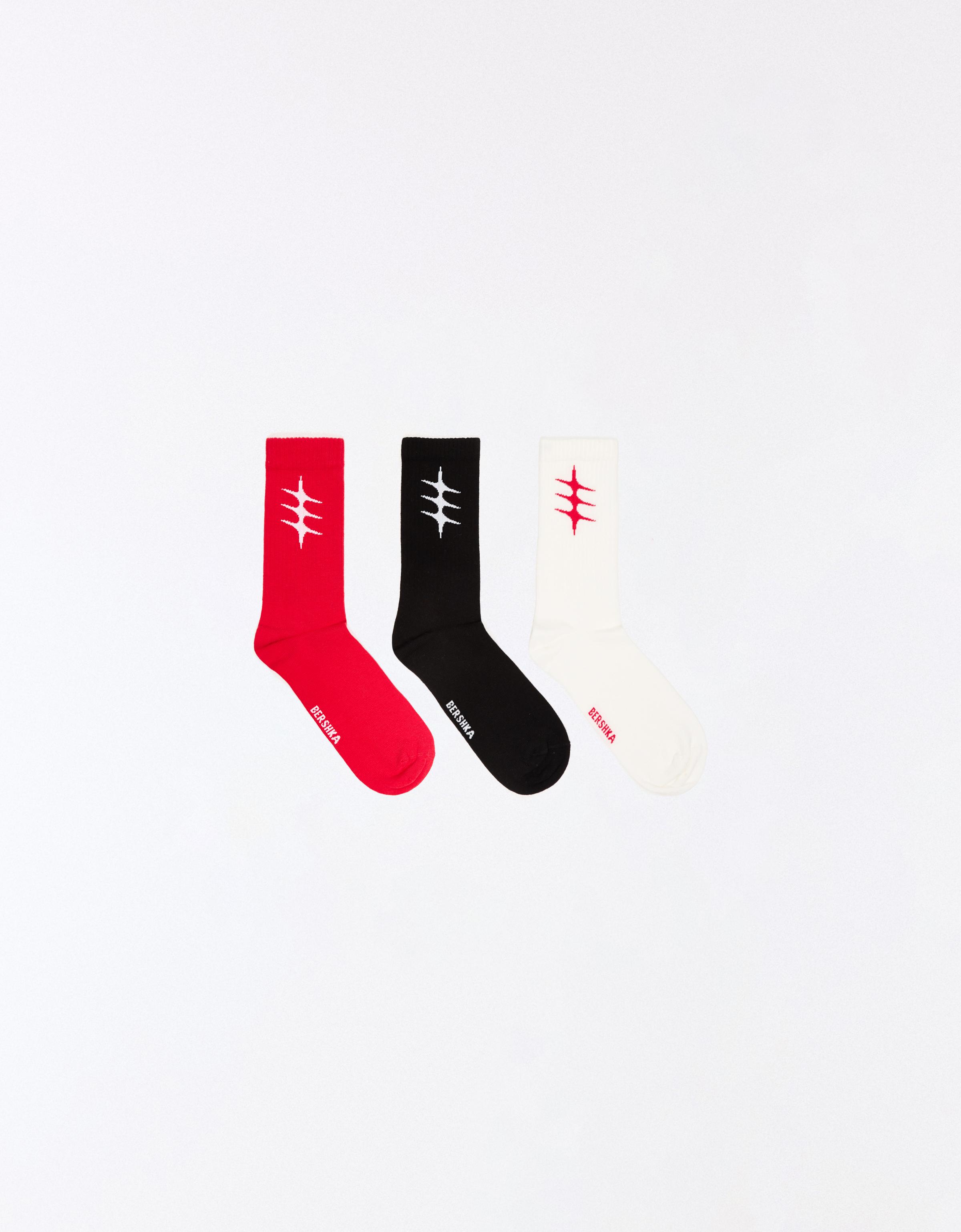 Bershka Pack 3 Calcetines Combinados Estrella Hombre L Rojo