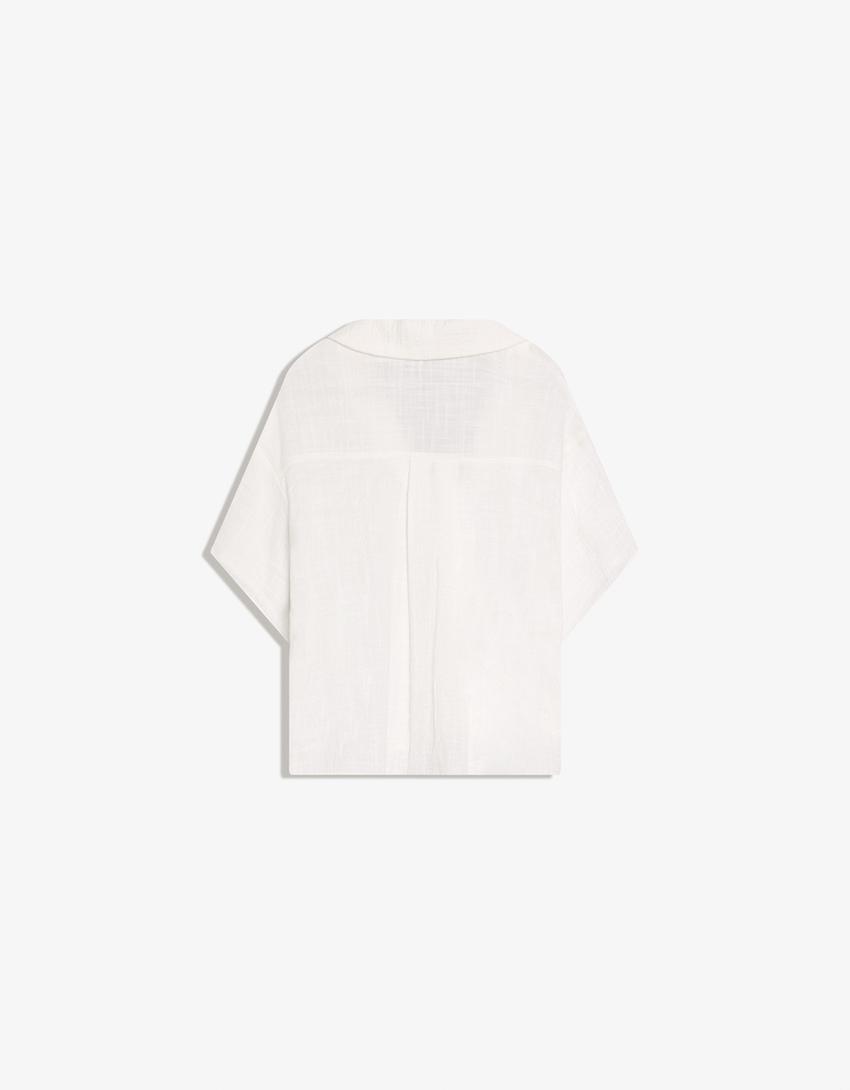 Kurzärmeliges Hemd im Rustikal-Look-Weiss