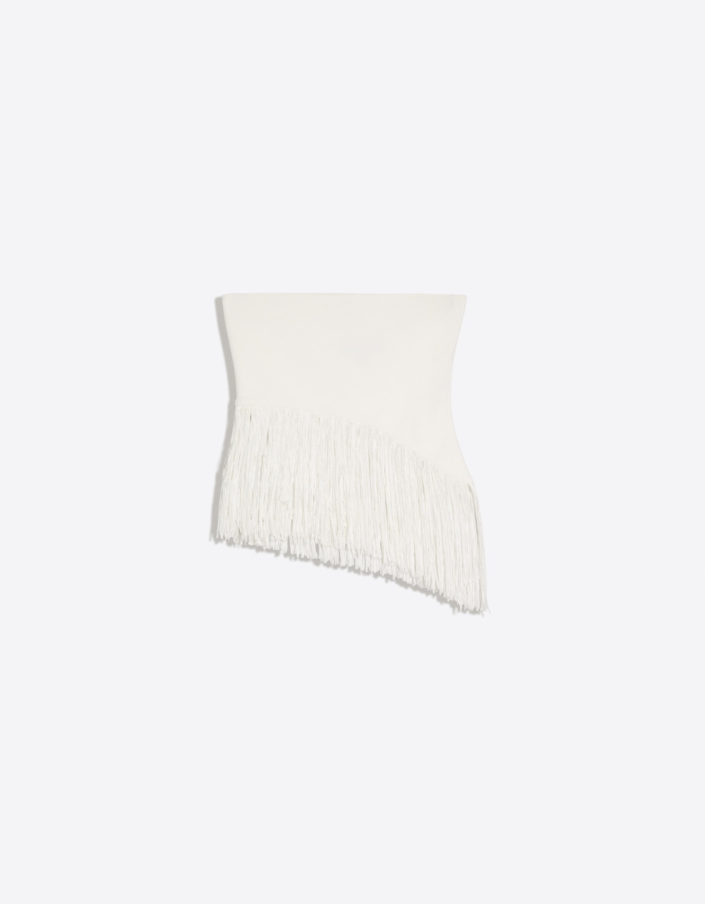 Fringed strapless top — Off white
