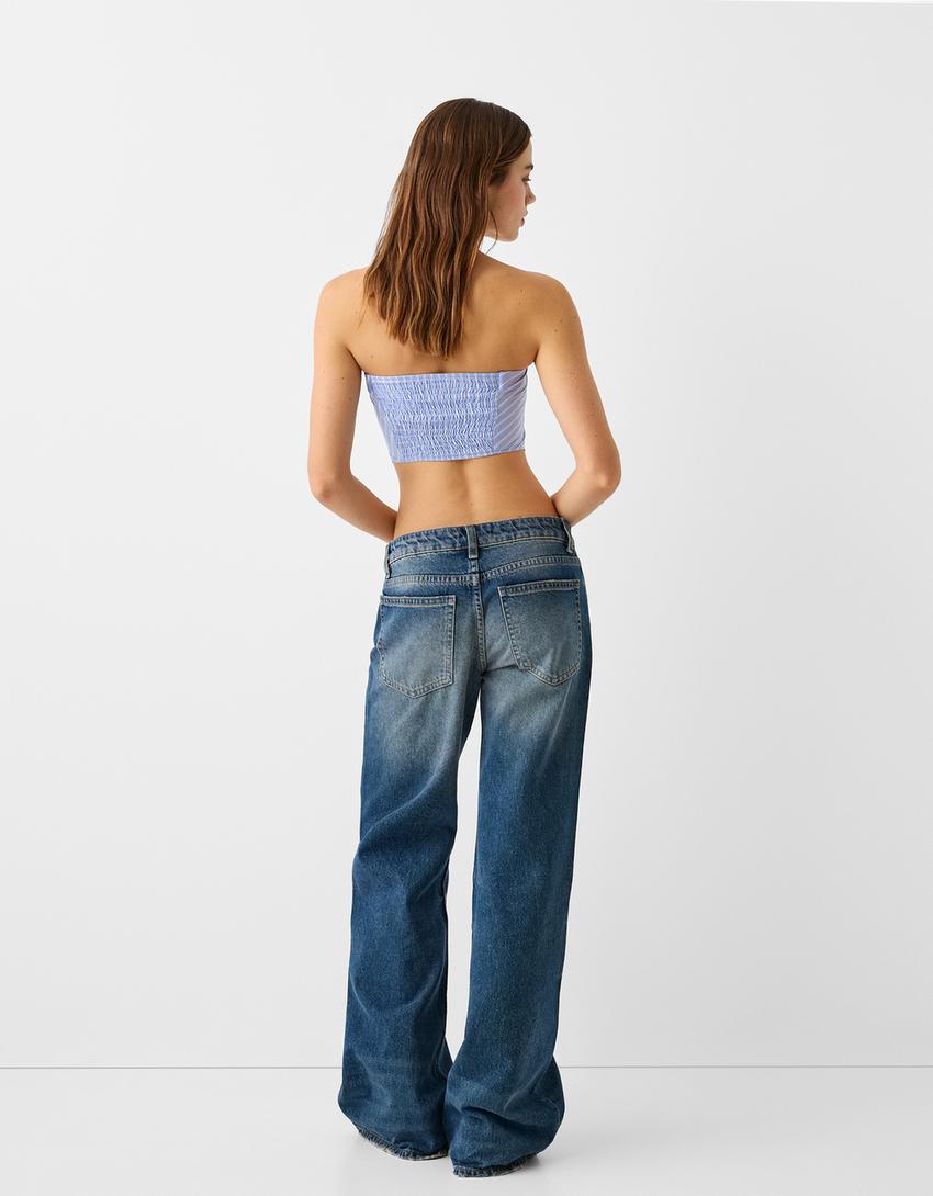 Striped scarf top-Light blue-1