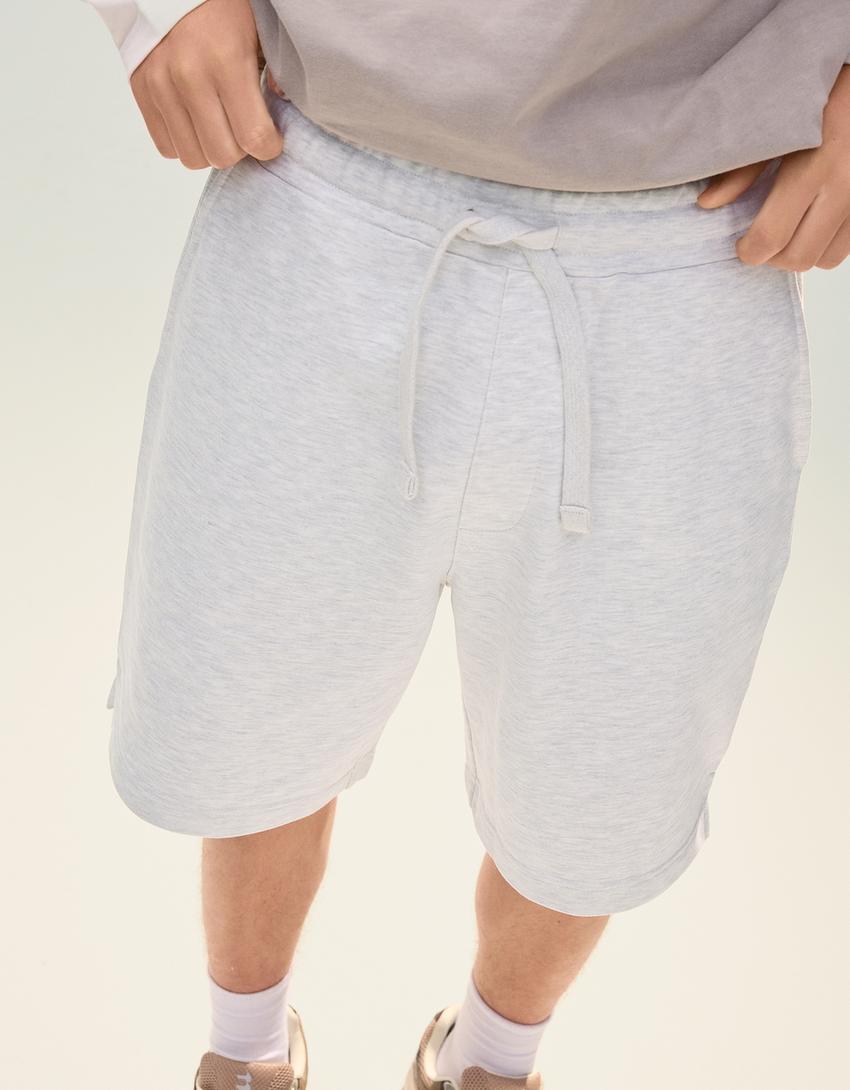 Basic pamuklu bermuda-Gri