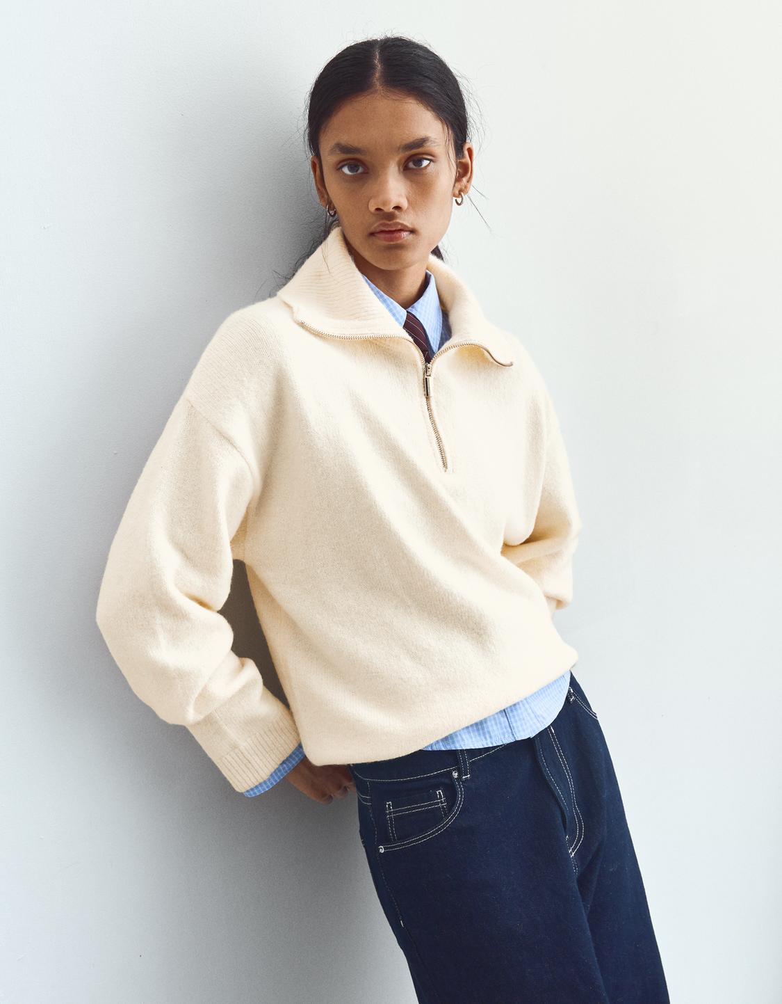 High Neck Zip Jumper