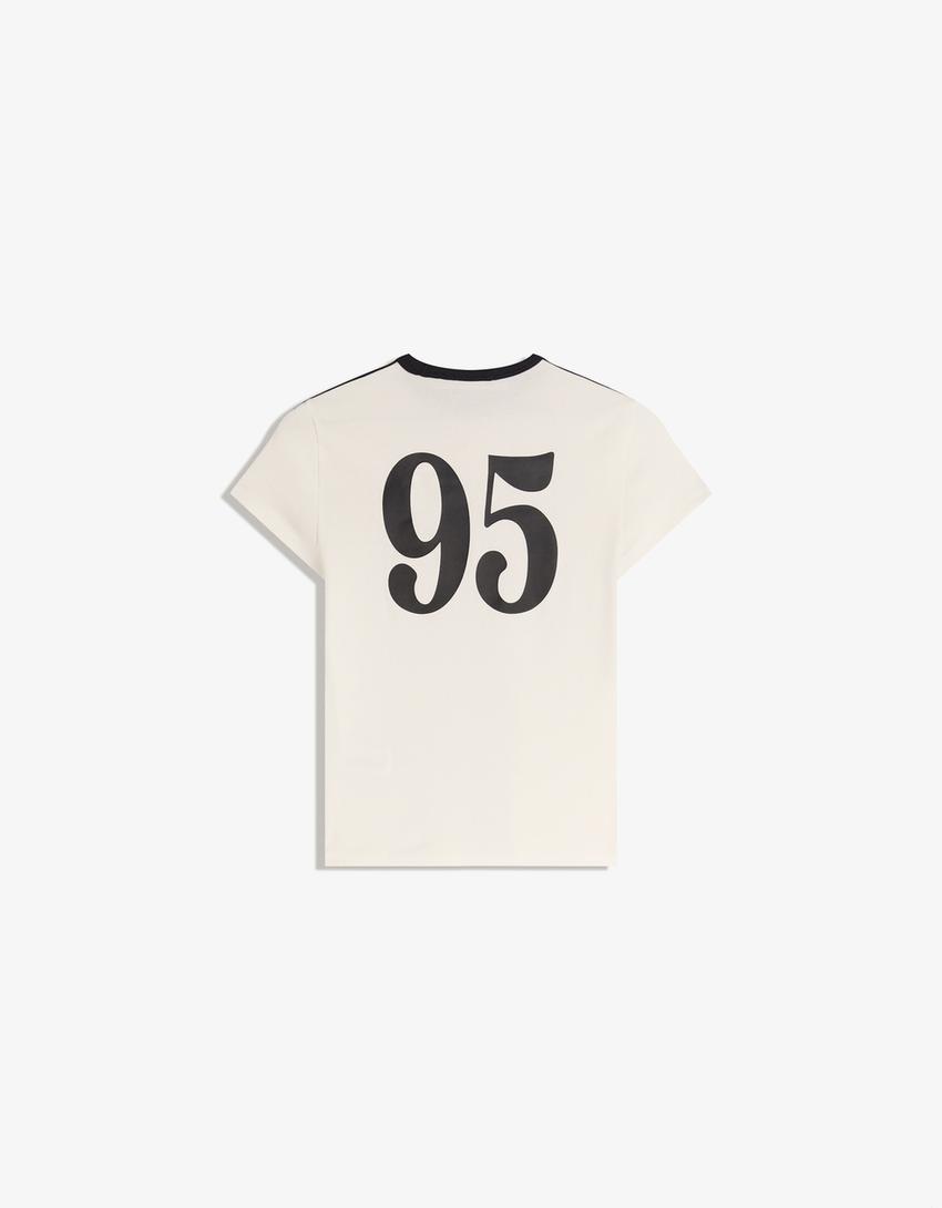 Camiseta manga corta print-Blanco roto