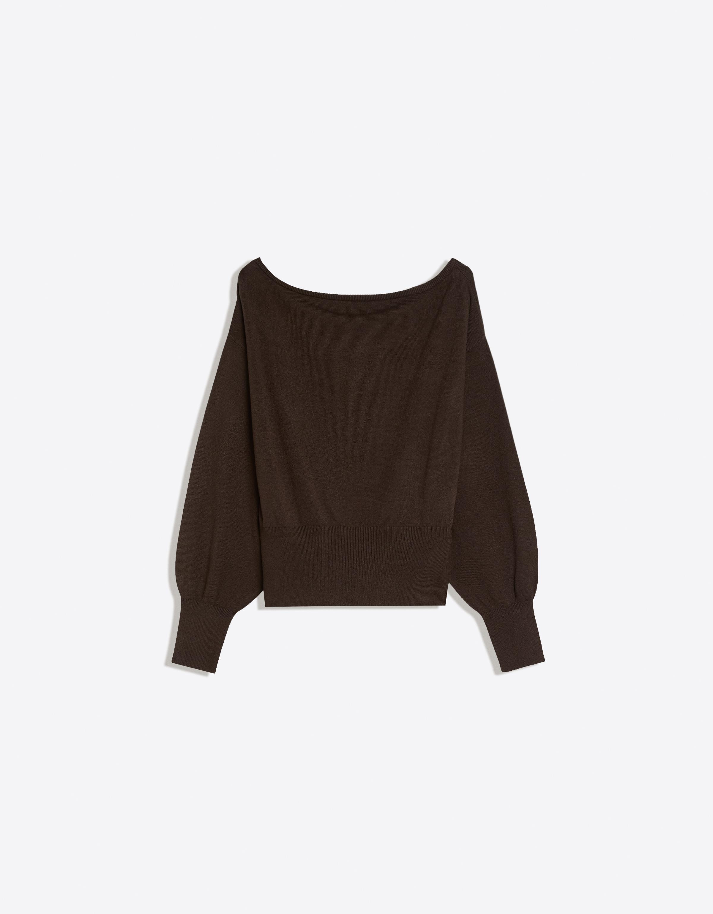 Asymmetric neck jumper — Brown
