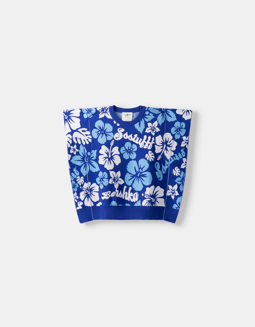 Gilet sans manches BERSSSHKA X SSSTUFFF amovible fleurs-Bleu-2