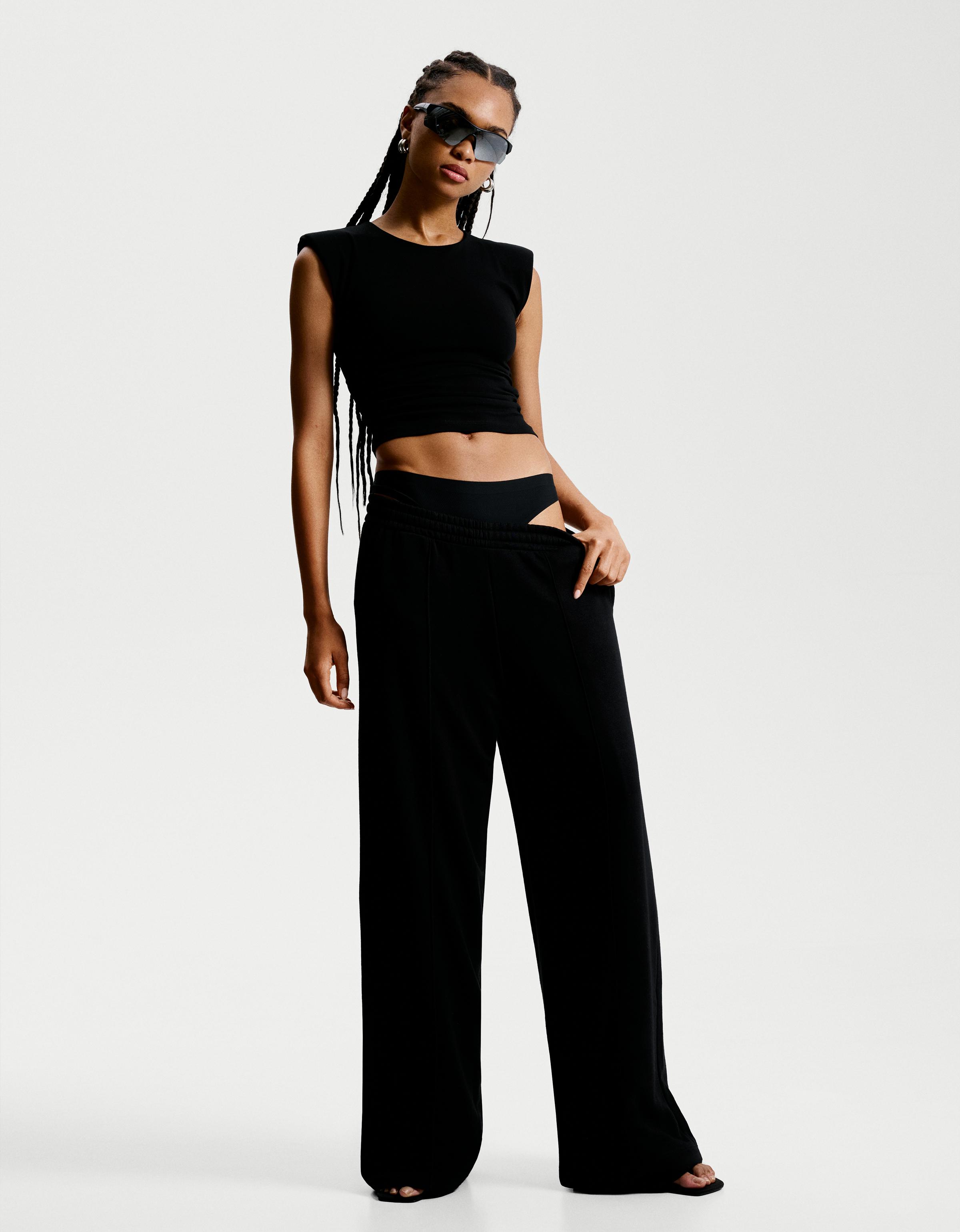 Yumuşak dokulu geniş paça pantolon - Görsel 65