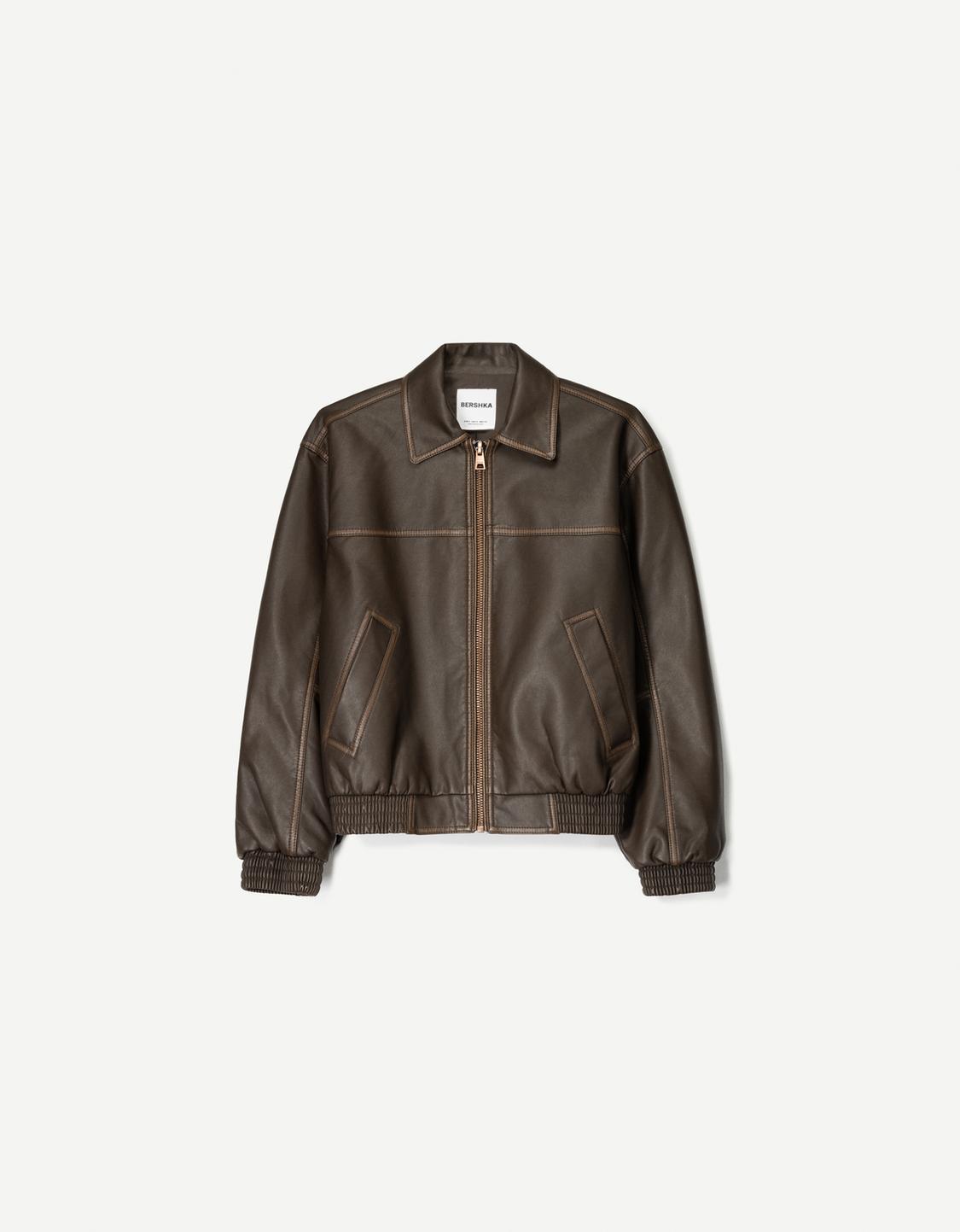 Faux leather oversize jacket