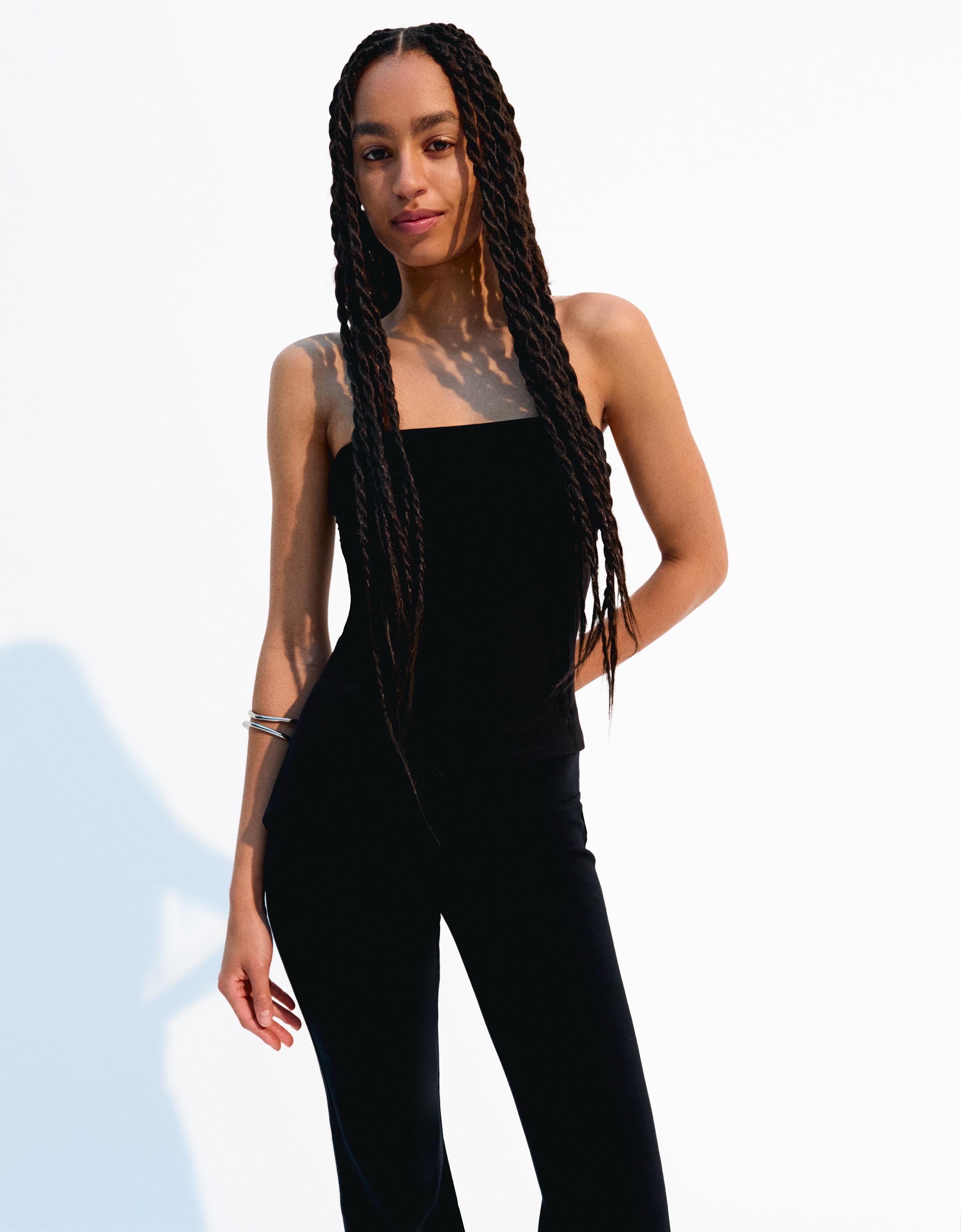 Bershka Bandeau-Top Mit Raffungen Damen S Schwarz