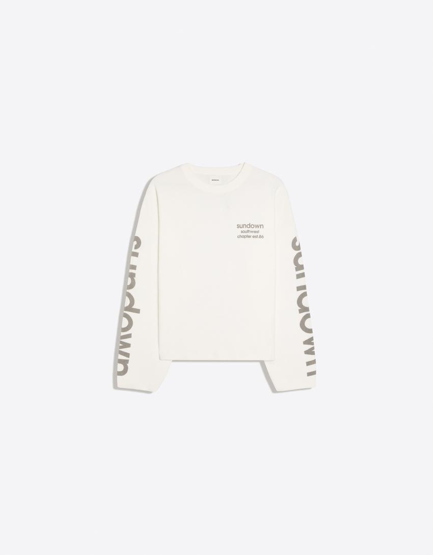 Jersey textura print-Blanco roto