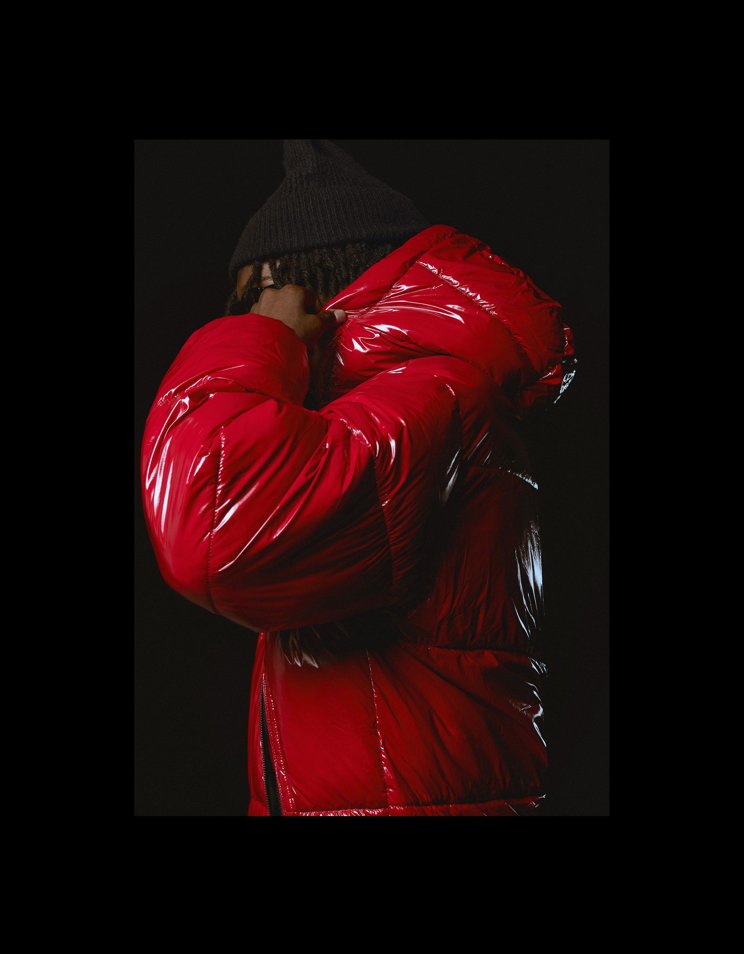 Hooded puffer jacket — Red