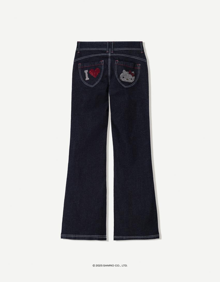 Hello Kitty-bootcut jeans-Marineblå-4
