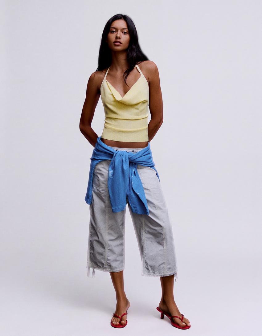 Top halter drapeado-Amarelo