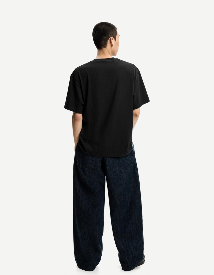 Camiseta manga corta print-Negro-1