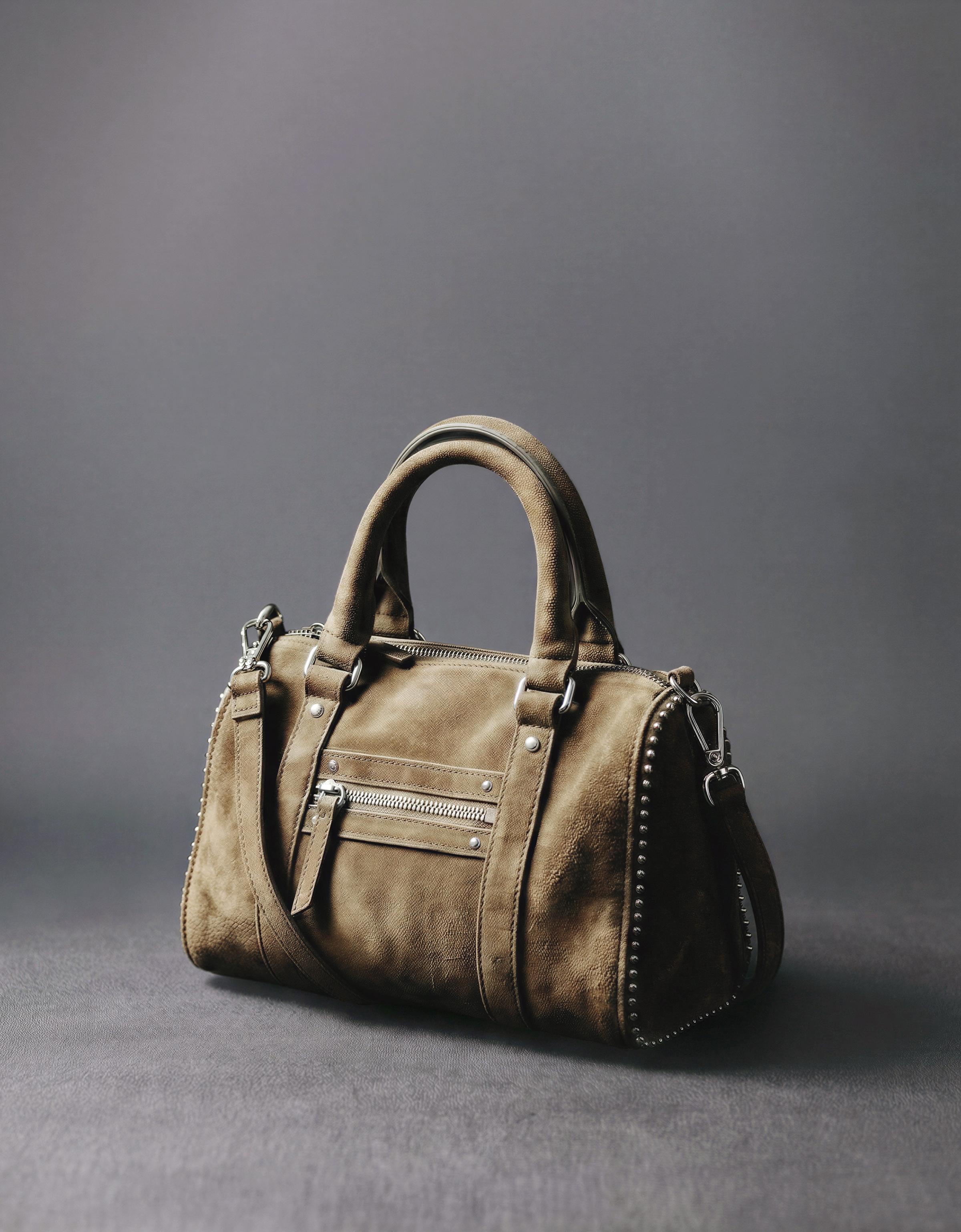 Süet görünümlü bowling çanta - Görsel 24