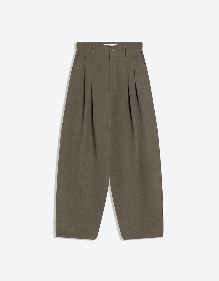 Super baggy fit tailored pantolon-Haki
