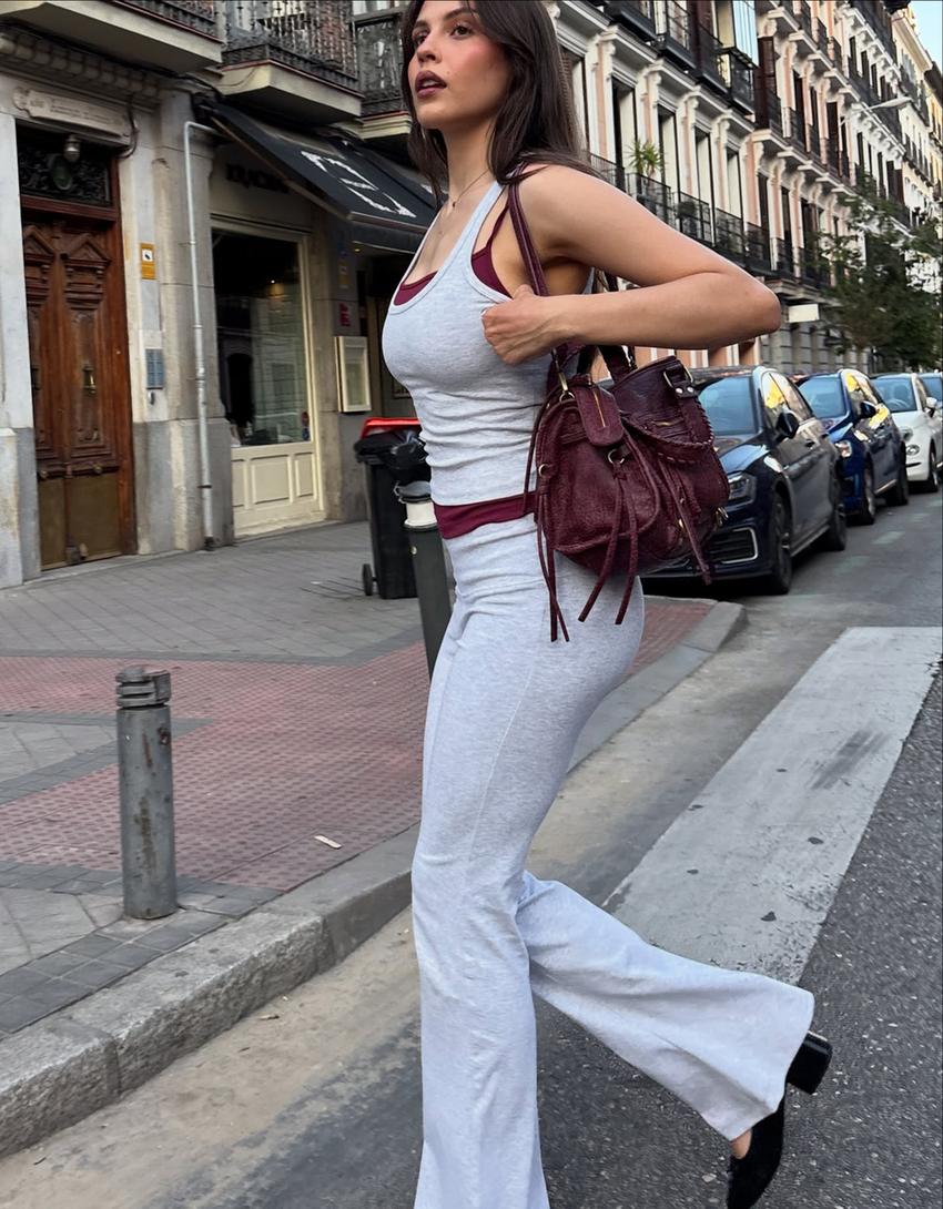 Pantaloni flare-Grigio-1