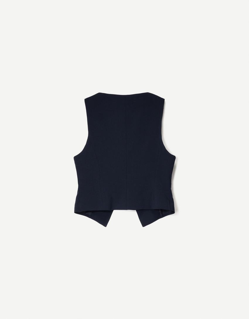 Gilet aderente-Marino-4