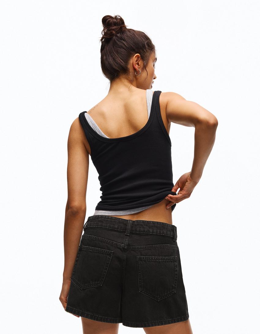 ’90s denim shorts-Black