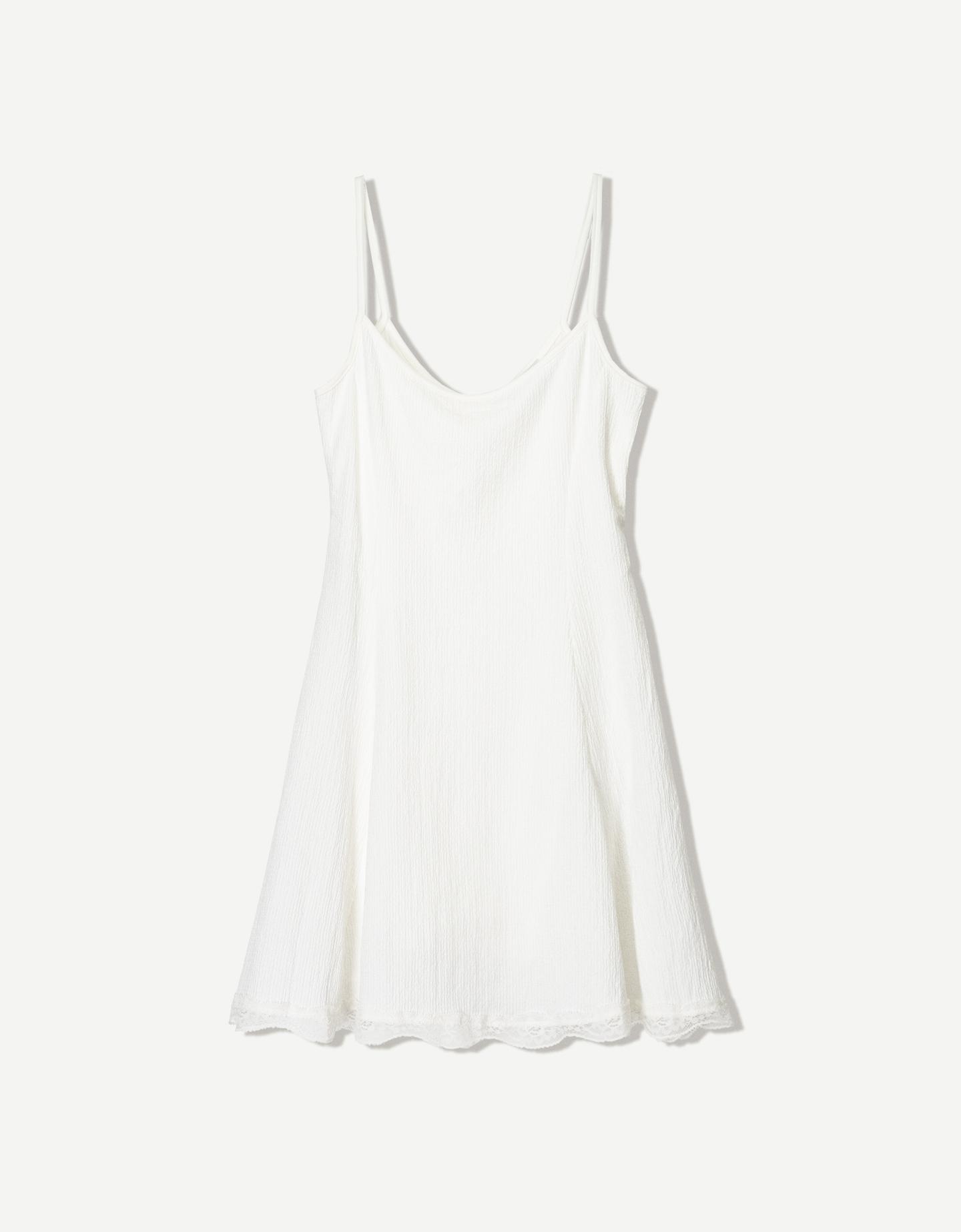 Bershka Mono Corto Con Tirantes Mujer 10-12 Crudo