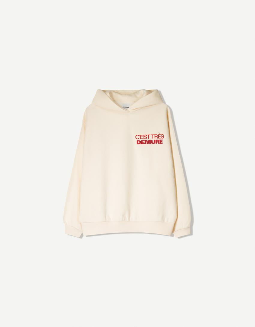 Hoodie and barrel trousers set-Cream-1