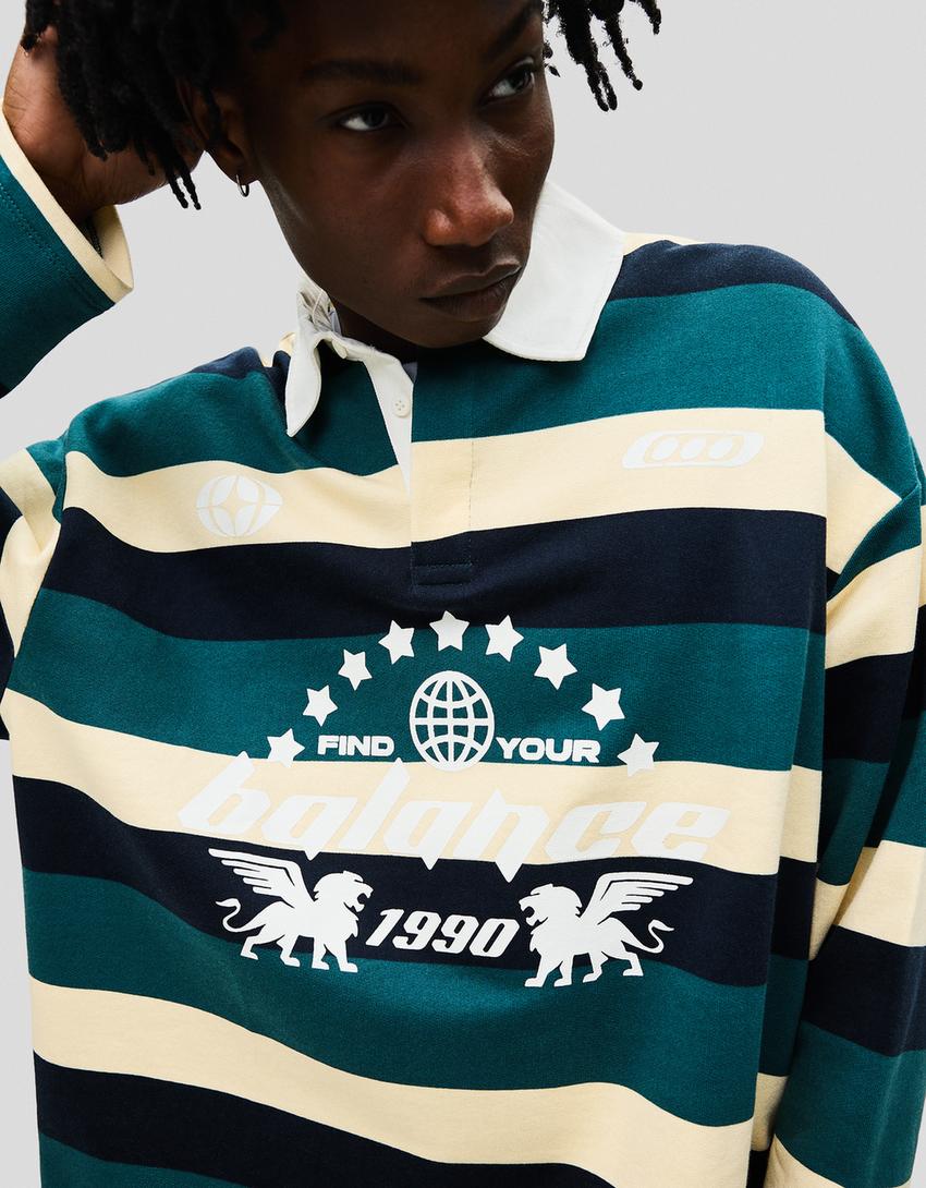 Polo felpa print-Verde