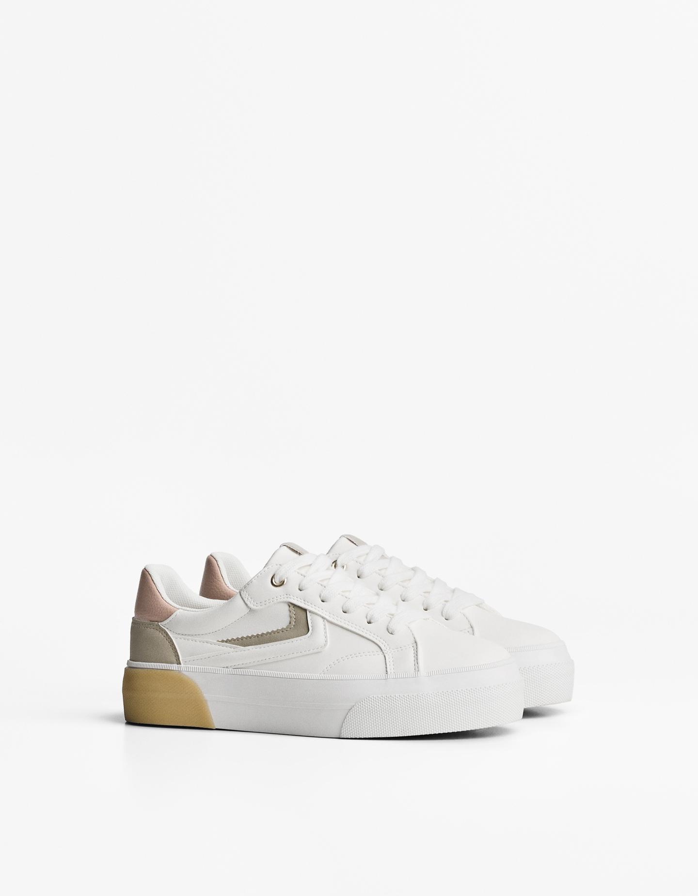 Bershka kombinowane sneakersy biały