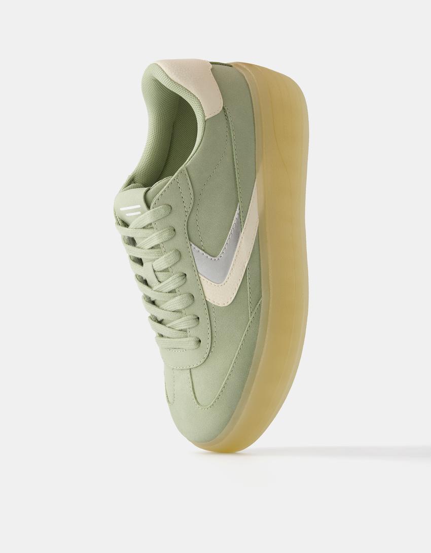Sneakers rétro plateforme-Vert