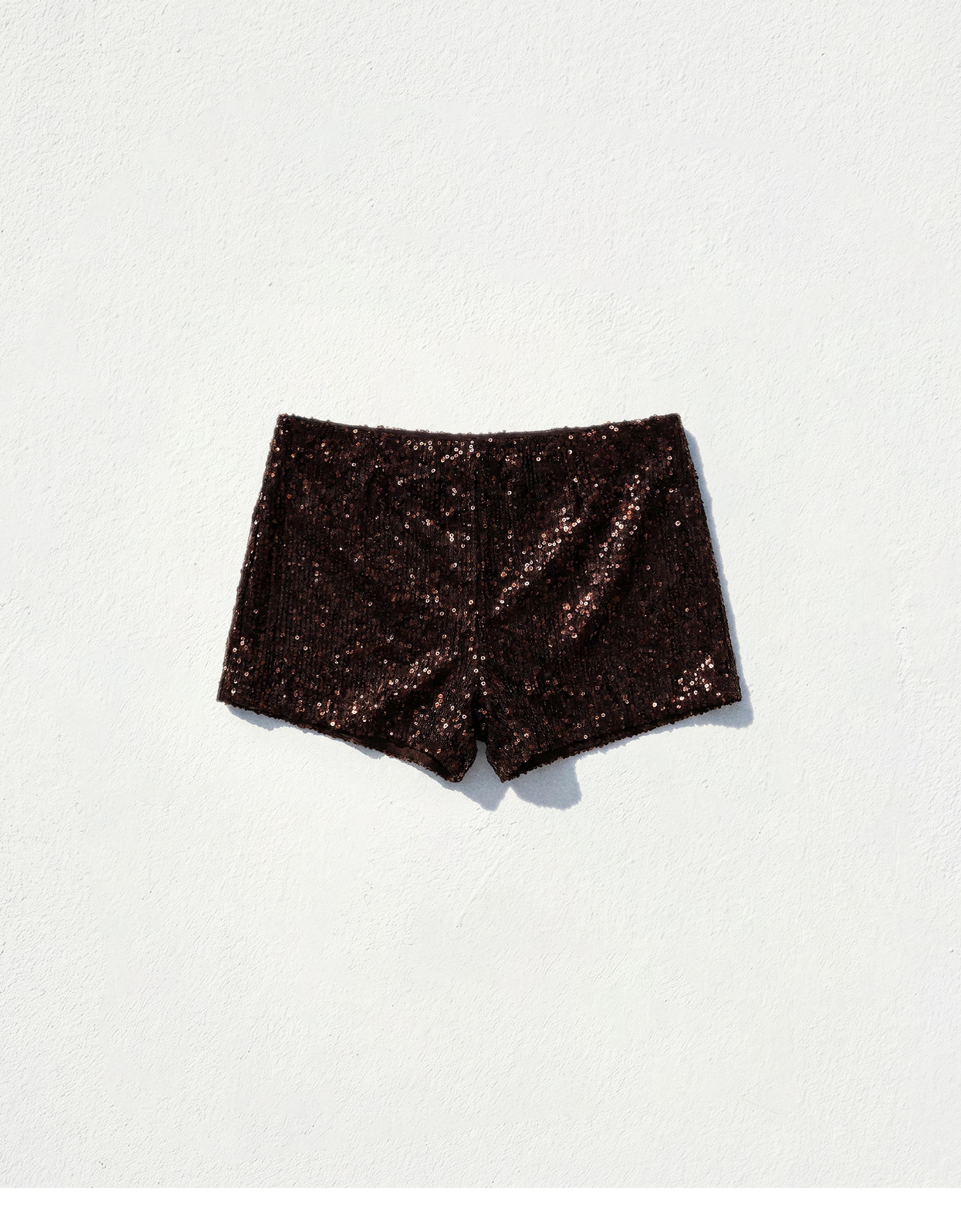 Sequin mini shorts — Brown