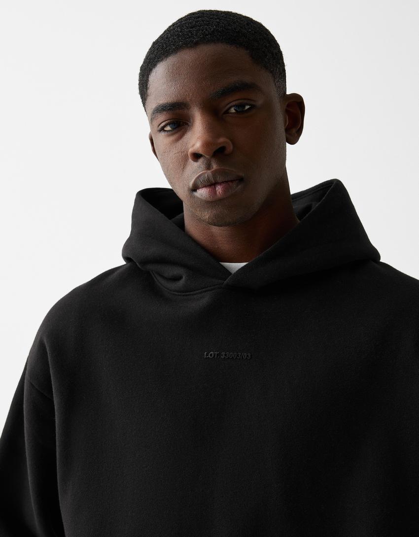 Boxy fit hoodie-Black-2