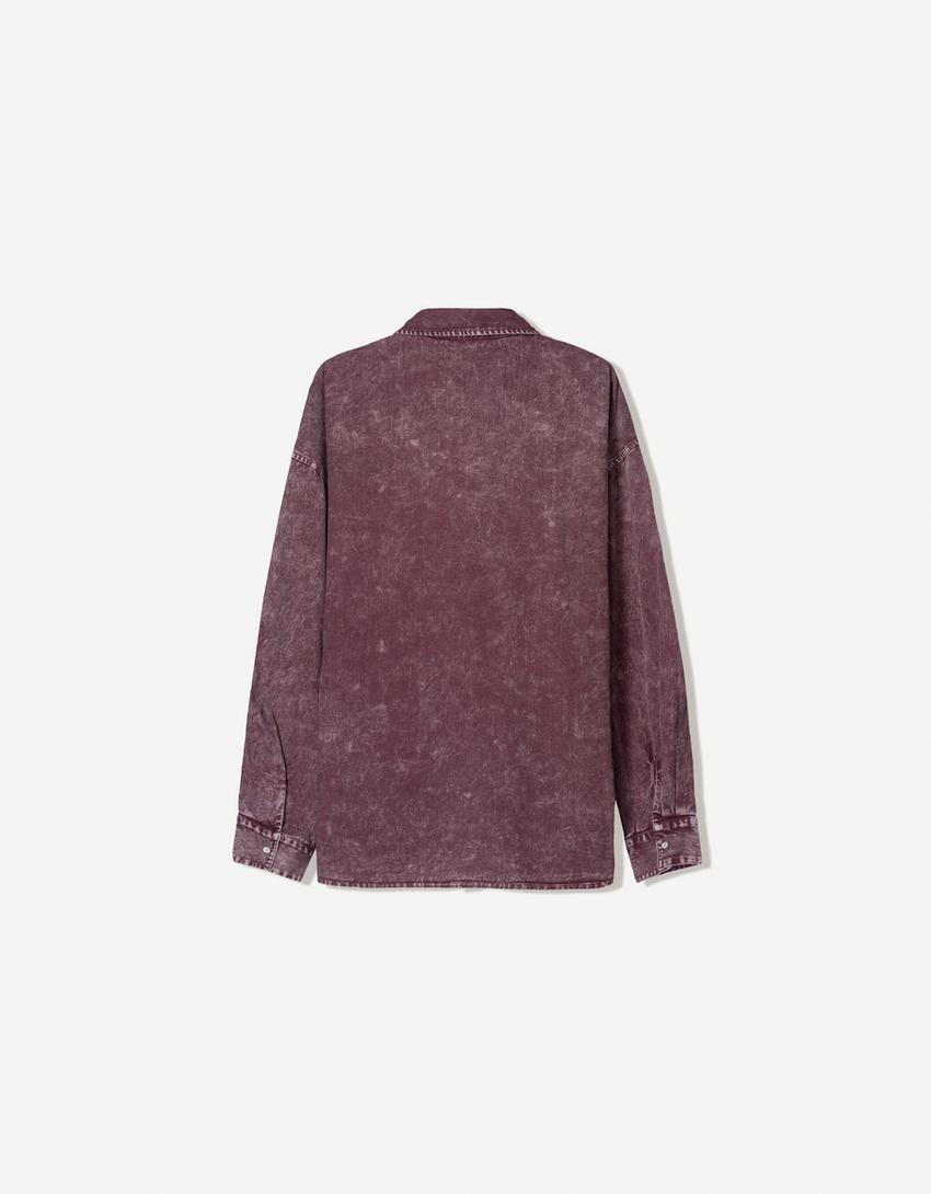 Oversize-Langarmhemd-Granatrot-5