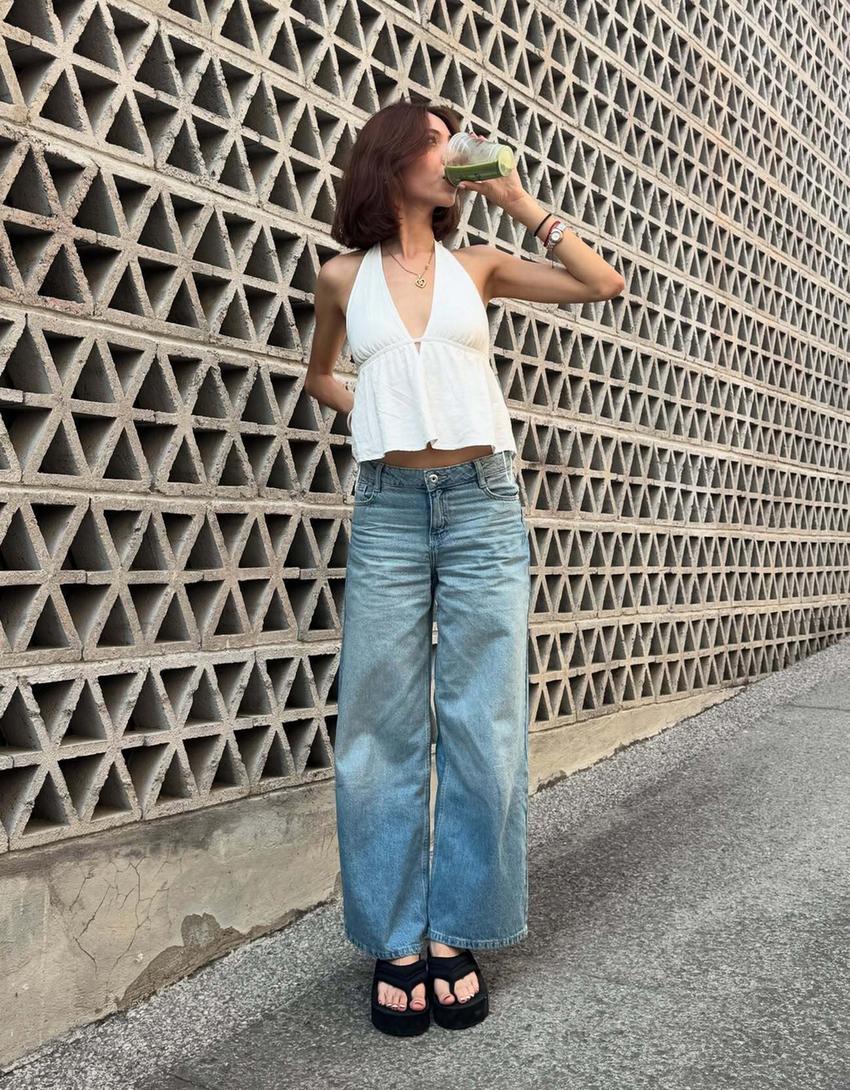 Linen blend halter top-White-3