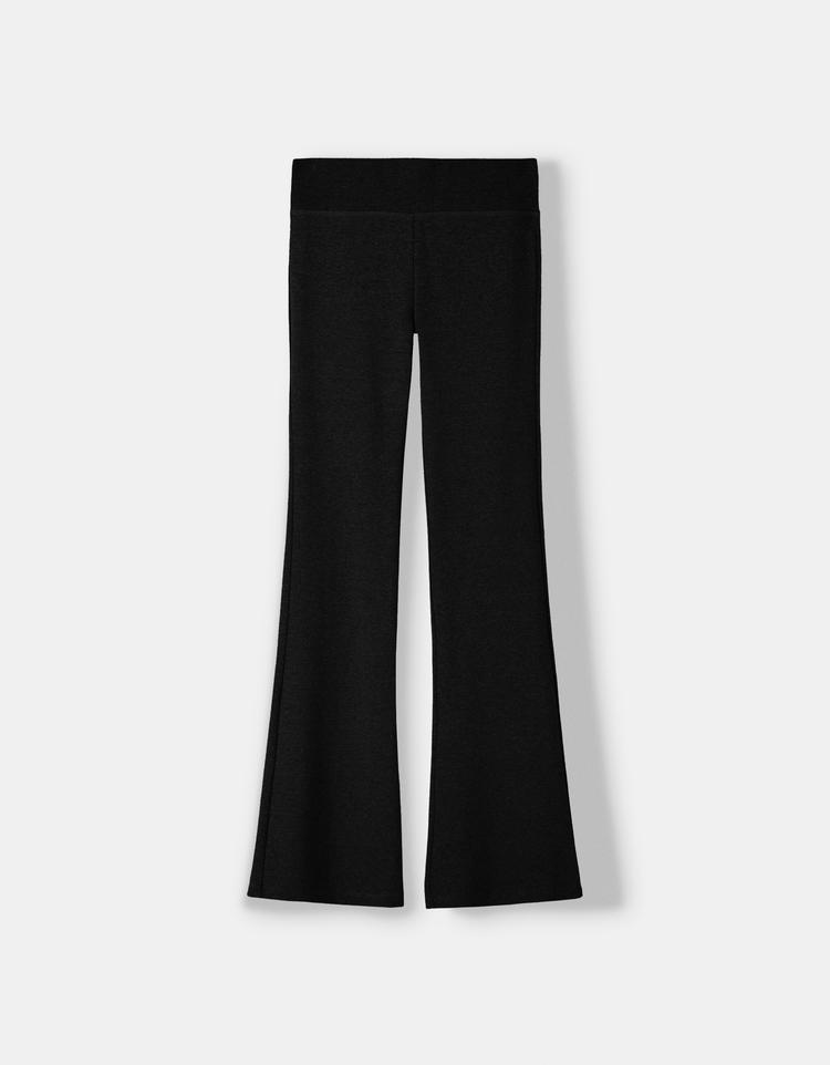 Ribbed waist flared trousers