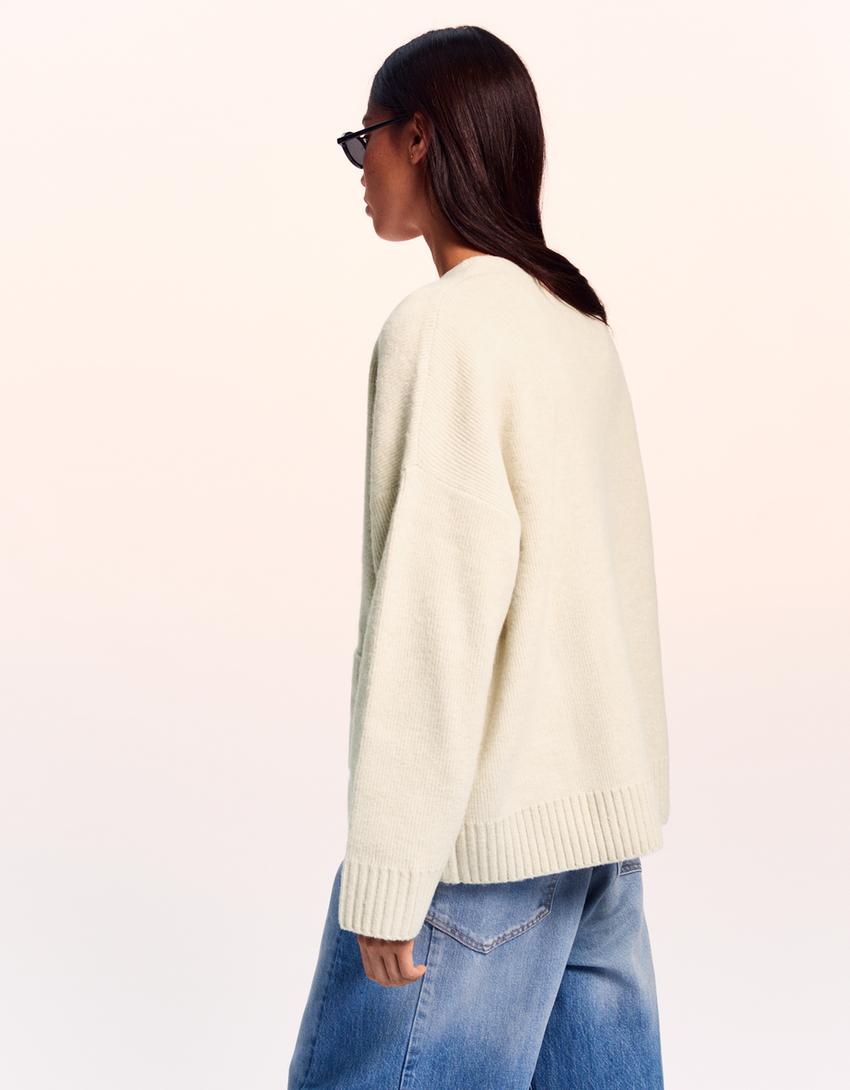 Cardigan col en V-Sable-2