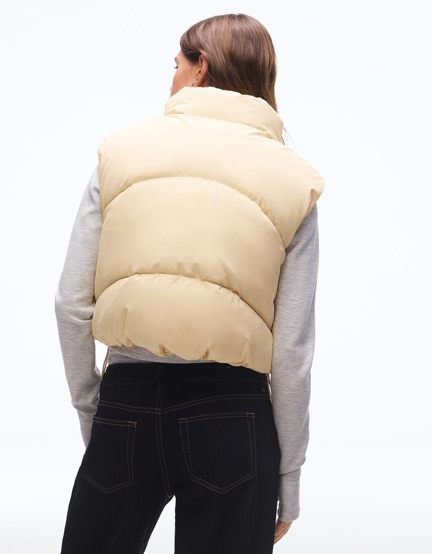 Kurze Steppweste-Beige