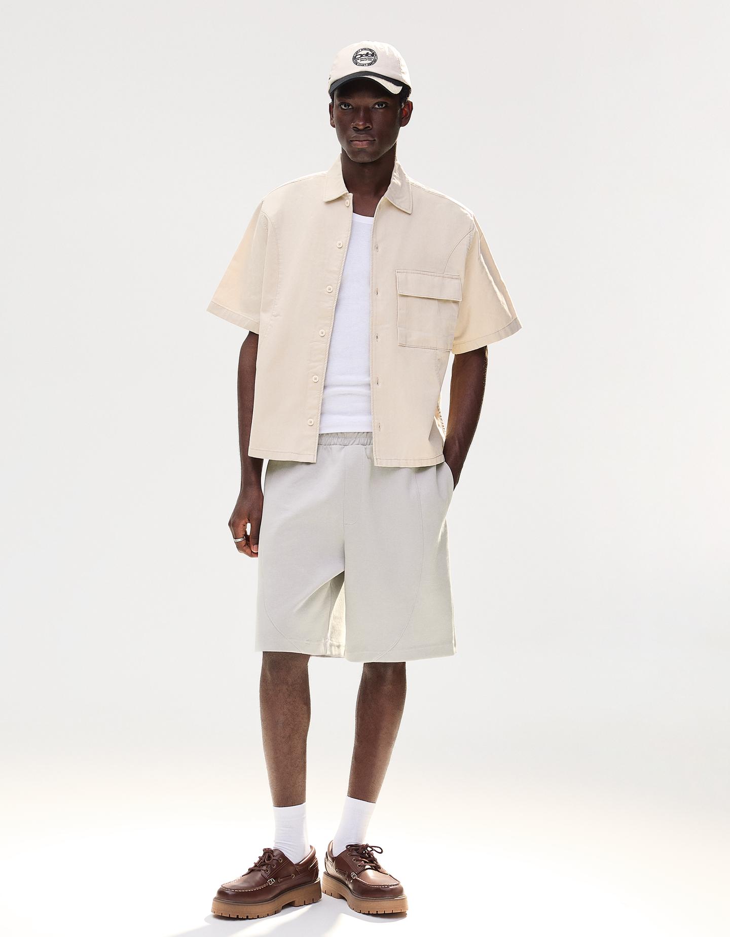 Bershka bermudy z dzianiny interlock szary