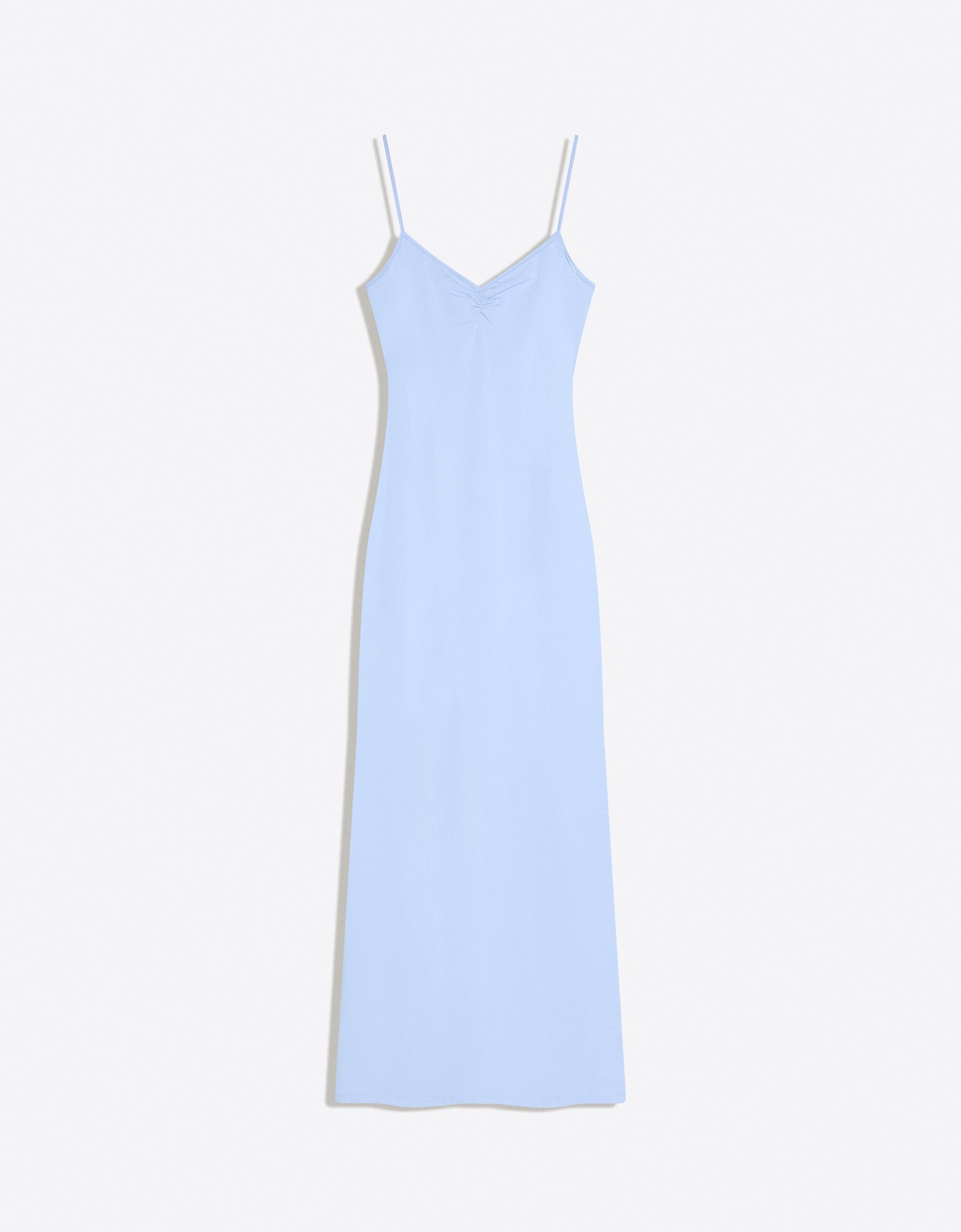 Strappy shirred midi dress - Women | Bershka Strappy shirred midi dress - Women | Bershka