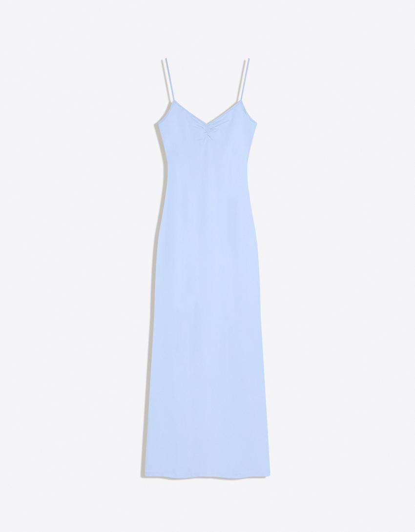 express blue slip dress vintage express high low slip Dress M (8-10)