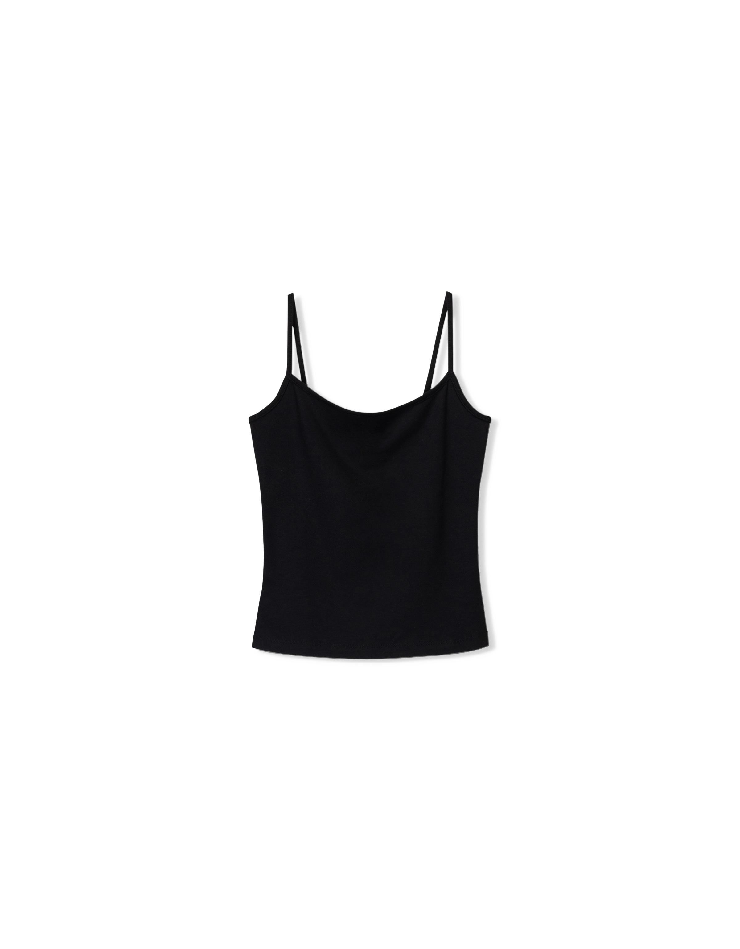 Contrast strappy top — Black