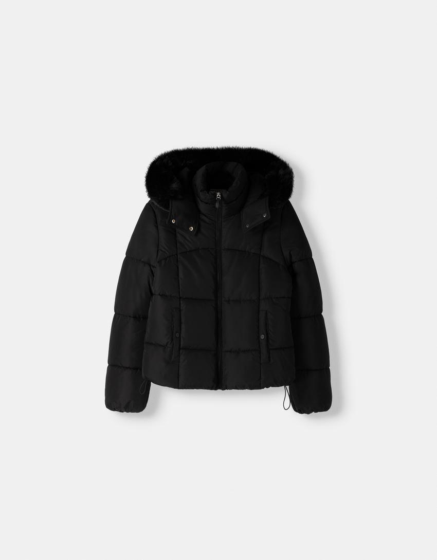 Abrigo Puffy Plumifero Negro Bershka Abrigos En Bershka Mujer