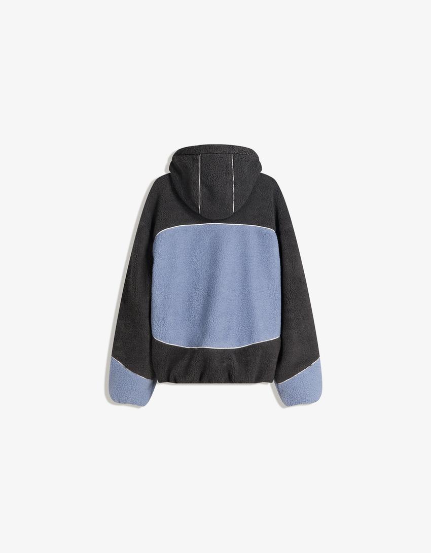 Faux shearling jacket-Light blue