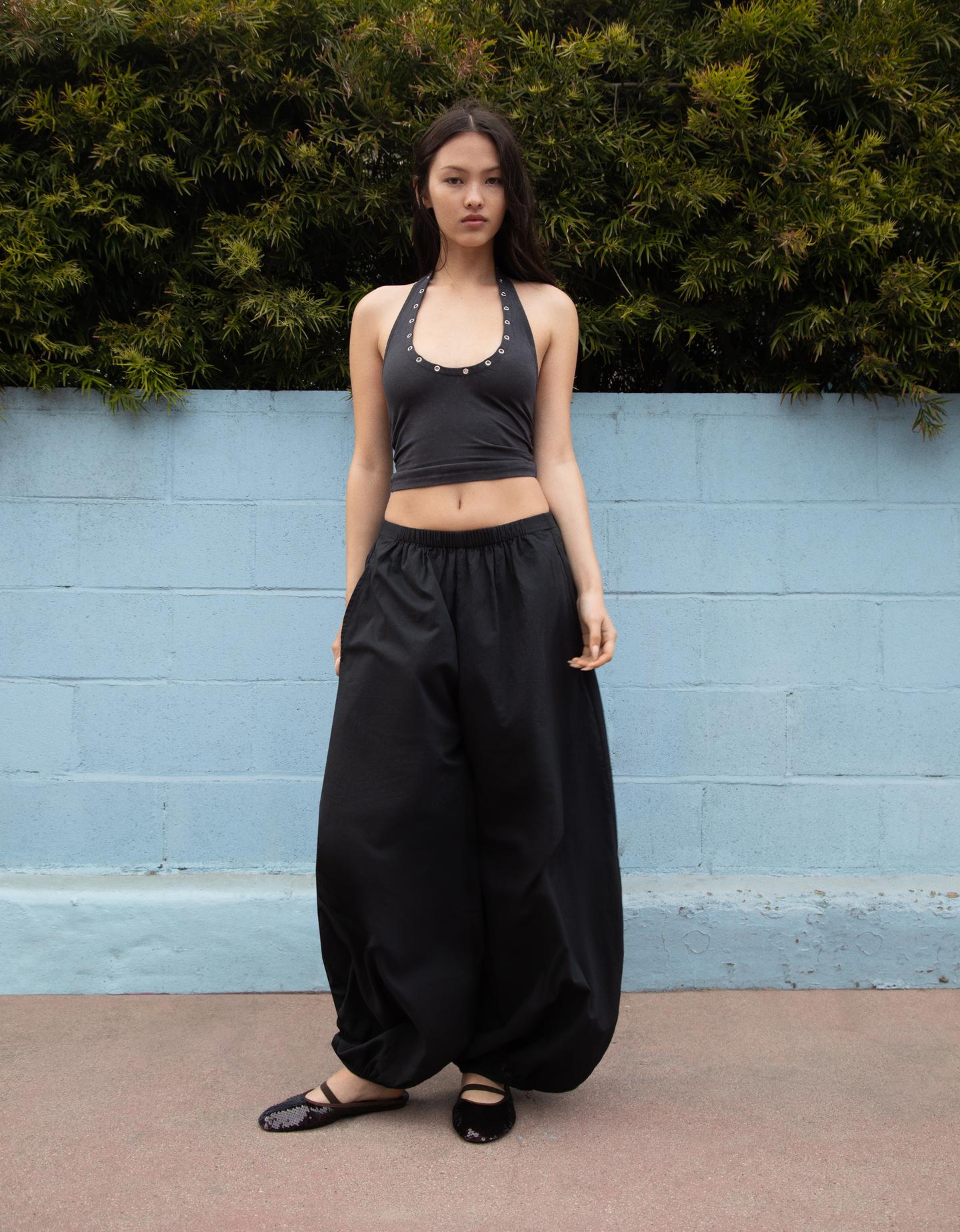Bershka Top Z Dekoltem Halter I Oczkami Kobieta L Szary