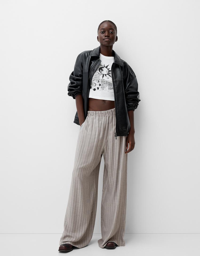 Wide-leg trousers-Grey-0